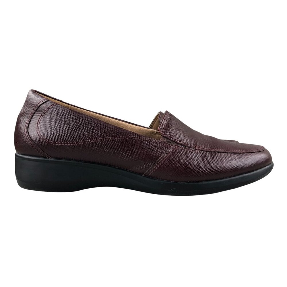 Clarks Women's Size 10M Breeze Dawn Red Leather Closed Toe Wedge Heel Shoes
